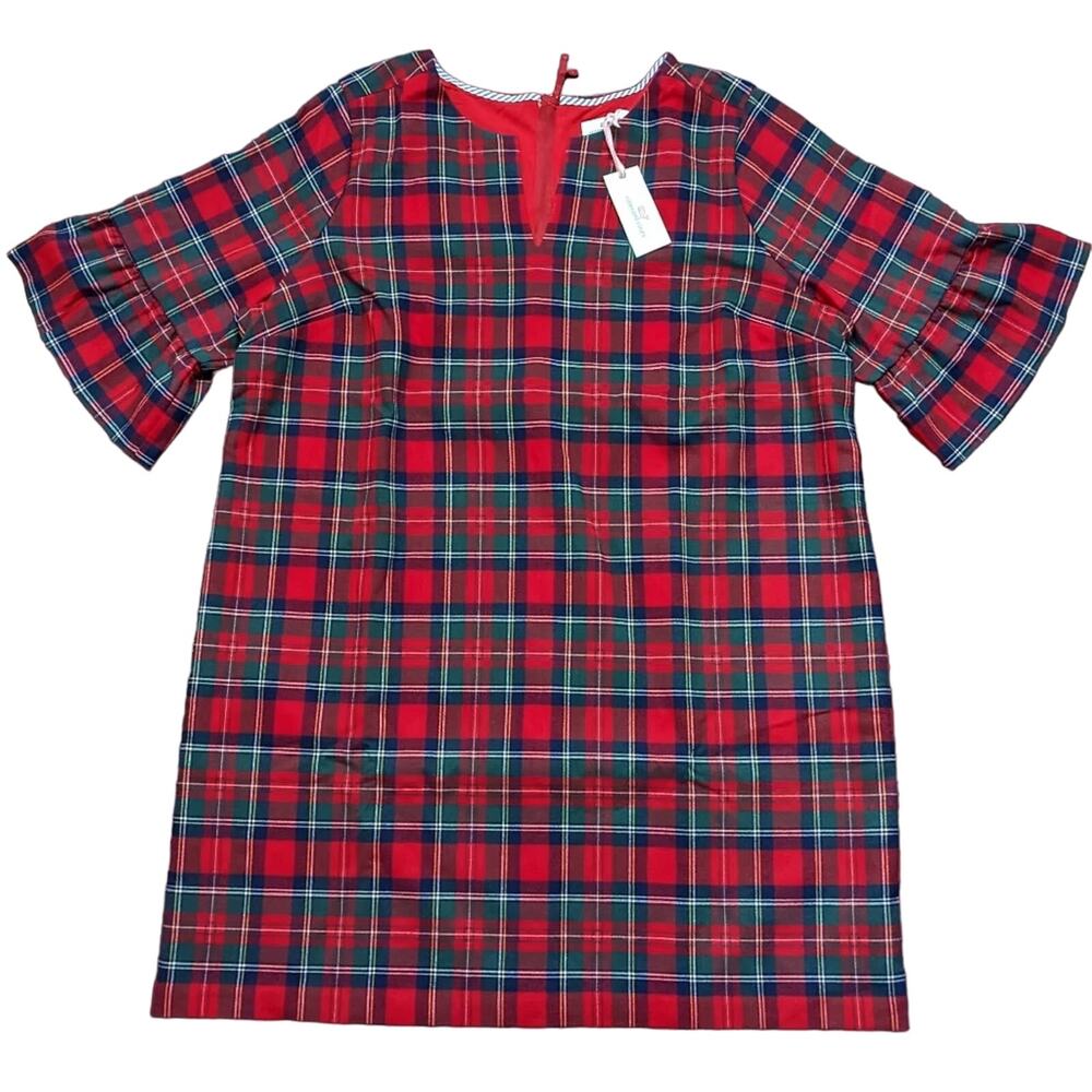NWT Vineyard Vines Plaid Greenwich Flutter Sleeve Dress Size 22